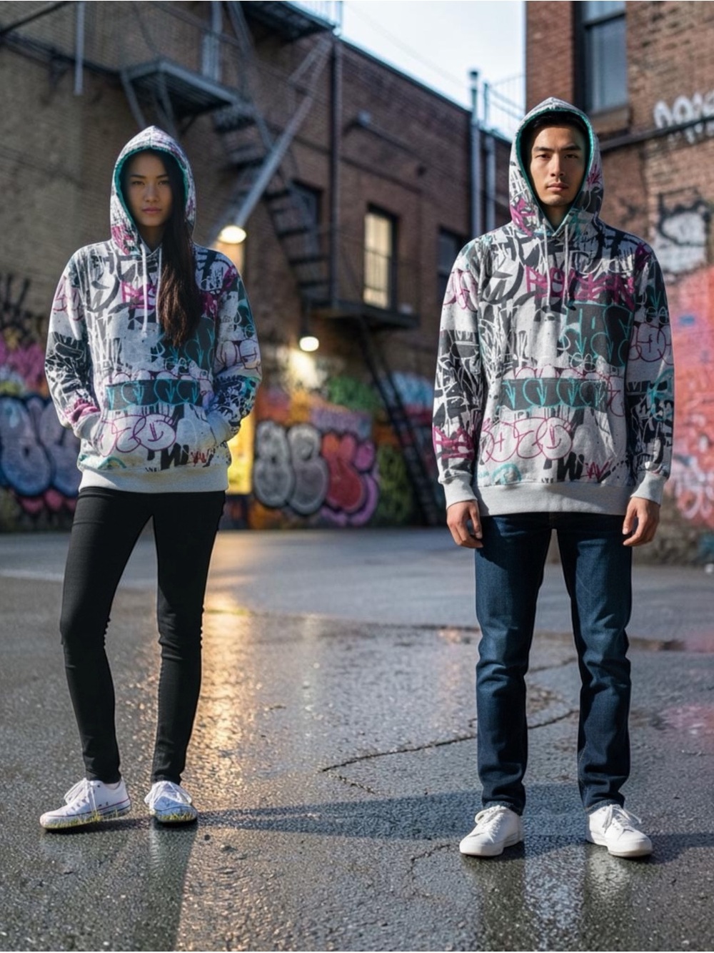 Massive Unisex Tinker Graffiti Hoodie with Pocket Size S